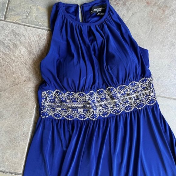 R&M Richards Women's Embellished Front Slit Gathered Halter Dress Size 8 Petite - Picture 6 of 9